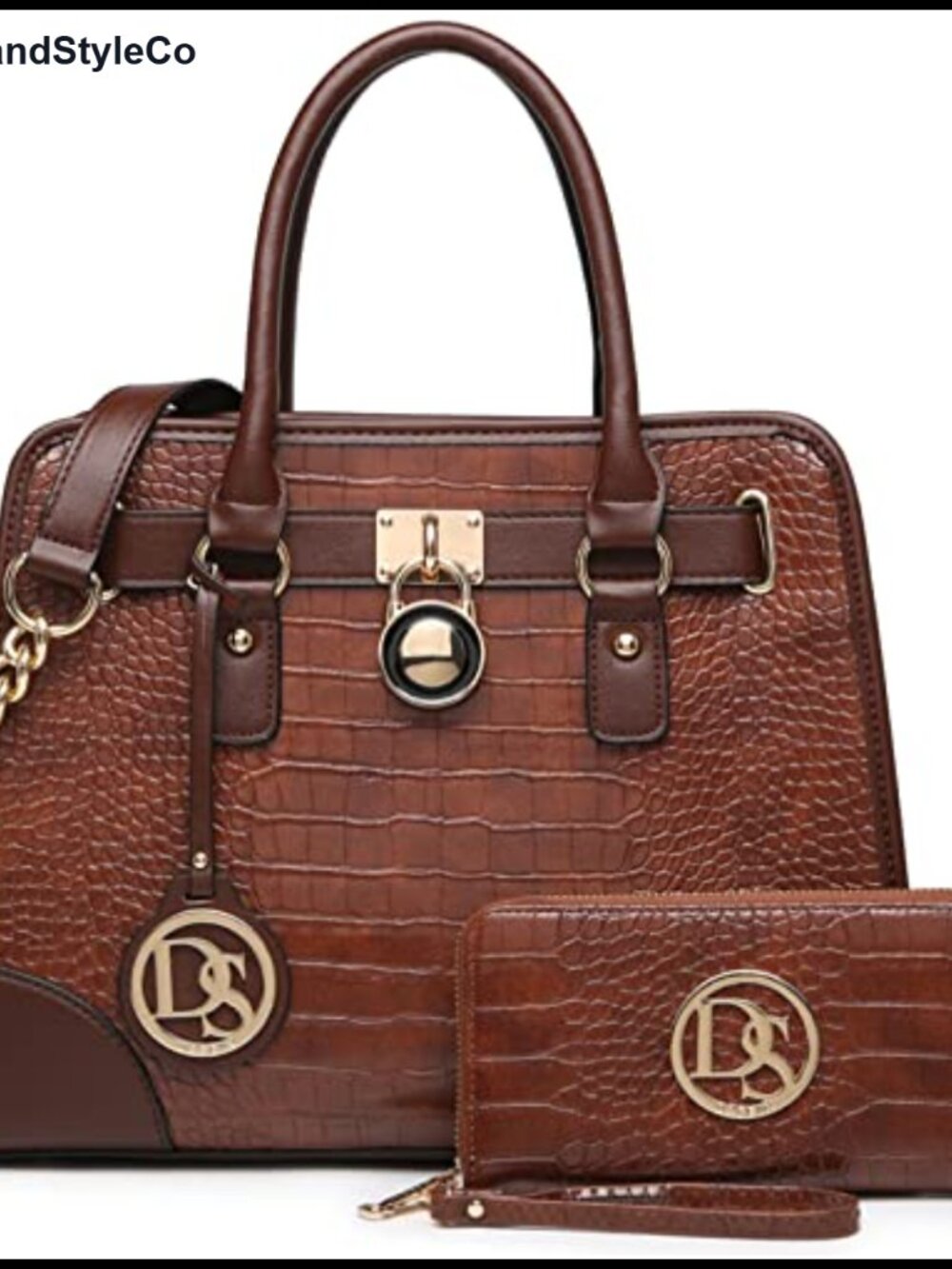 Vegan Leather Satchel Handbag Purse 2pc Set with Wallet